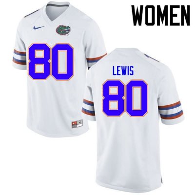 Women's Florida Gators #80 Cyontai Lewis NCAA Nike White Authentic Stitched College Football Jersey TXK7762VK